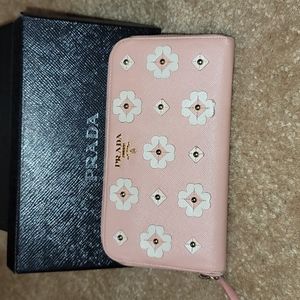 Authentic Prada pink leather wallet